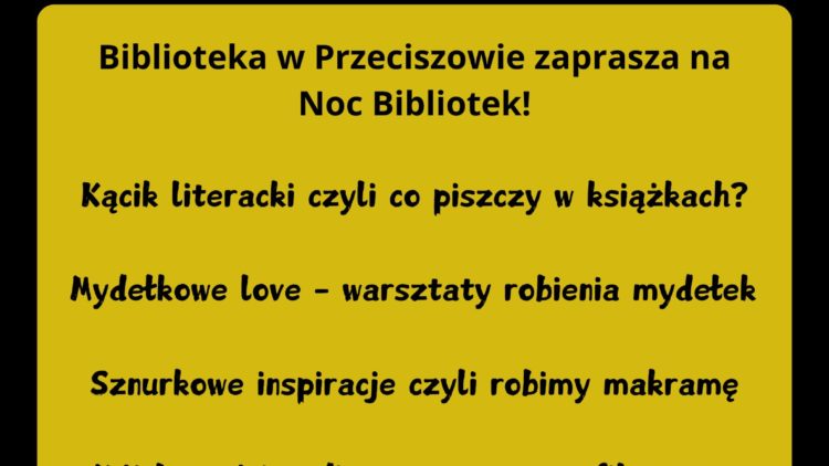 ZAPRASZAMY NA NOC BIBLIOTEK!